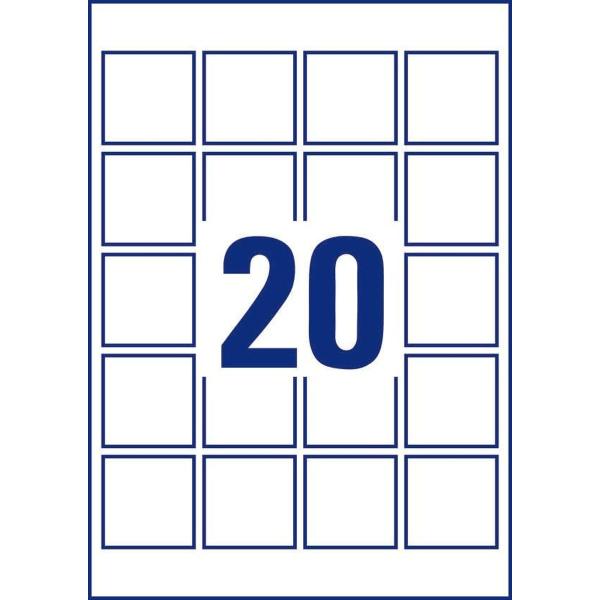 Etiquetas adesivas Avery Branco 25 Folhas 45 x 45 mm