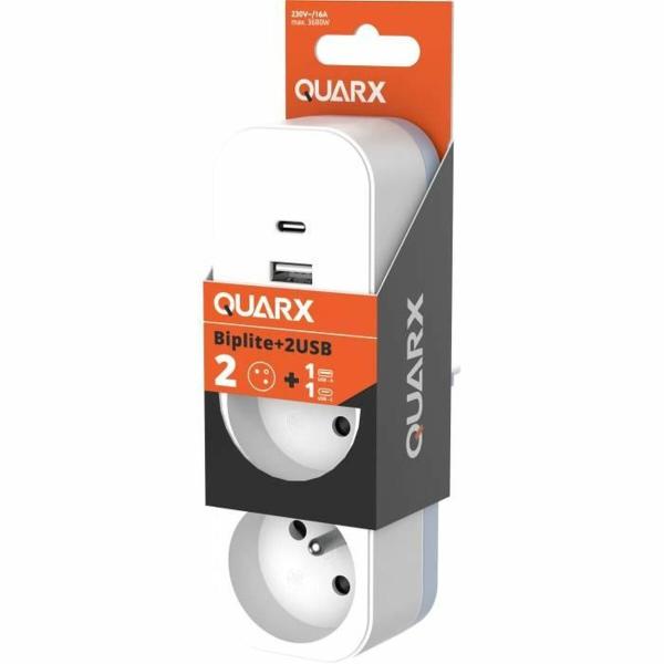 Extensão com 2 tomadas com interruptor QUARX 3680 W