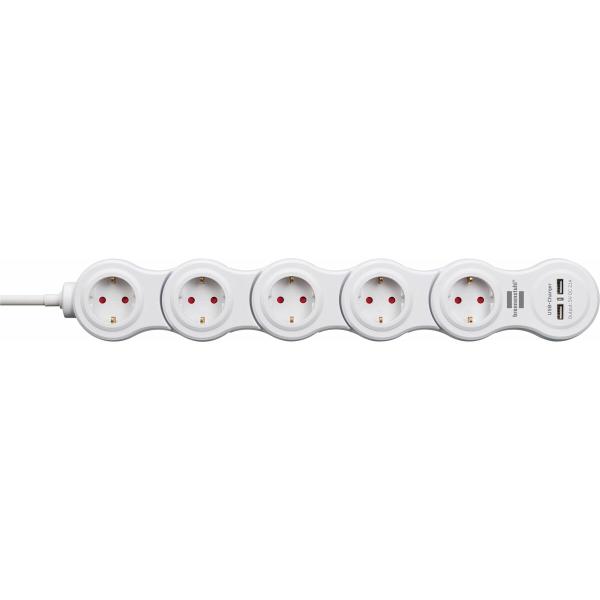 Extensão com 5 Tomadas com Interruptor Brennenstuhl Vario-Power Branco 3600 W USB x 2 (1,4 m)