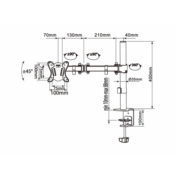 Suporte de Mesa para Ecrã Equip 650151 27"
