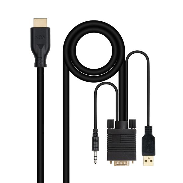 Cabo Conversor Nanocable VGA para HDMI + Audio 1.8m — Recondicionado