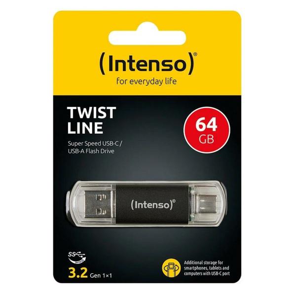 Memória USB INTENSO Twist Line 256 GB Antracite (2 Unidades)