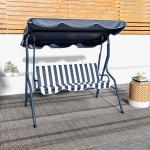 Baloiço de Jardim de 2 - 3 Lugares com Almofada Toldo Ajustável Terraço Patio Capacidade 240kg 170x110x153cm Azul e Branco