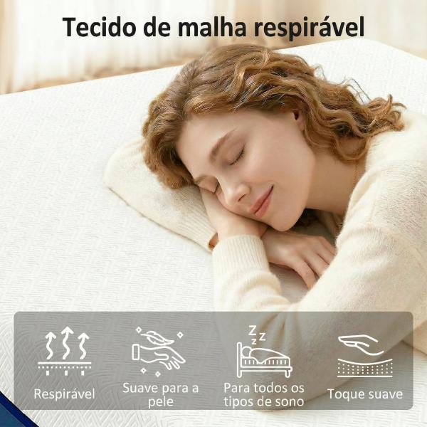 Colchão 190x135 cm Espessura 20 cm Colchão Viscoelástico com Chá Verde Firmeza Média Cama Refrescante com Espuma de Gel