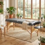 Marquesa de Massagem Dobrável Portátil com Altura Ajustável Apoio de Cabeça Apoios de Braço Acolchoados 215x60x64 - 89 cm Cinza