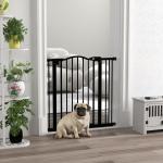 Barreira de Segurança para Cães com Largura Ajustável 74 - 80 cm e Extensões para Escadas e Portas Preto
