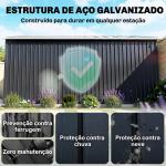 Abrigo de Jardim Metálico para Armazenamento de Ferramentas com Base de Reforço Incluída e 4 Janelas 277x322x192 cm Cinza Escuro