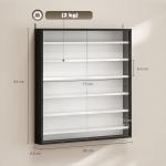 Vitrina de Parede em Madeira com Prateleiras Ajustáveis e 2 Portas Deslizantes de Vidro 80x9,5x83 cm Preto