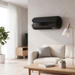 Aquecedor Elétrico de Parede 2000 W com 3 Modos, Ecrã LED, Termóstato, Temporizador e Oscilação, Preto