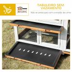Casota para Coelhos Exterior 157,4x53x99,5 cm Jaula Grande com Rodas, Telhado Asfáltico, Tabuleiros Removíveis e Rampa Natural