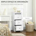 Armário Auxiliar Casa de Banho com 3 Gavetas Móvel de Armazenamento para Casa de Banho Dormitório 29,8x29,8x68,5 cm Branco