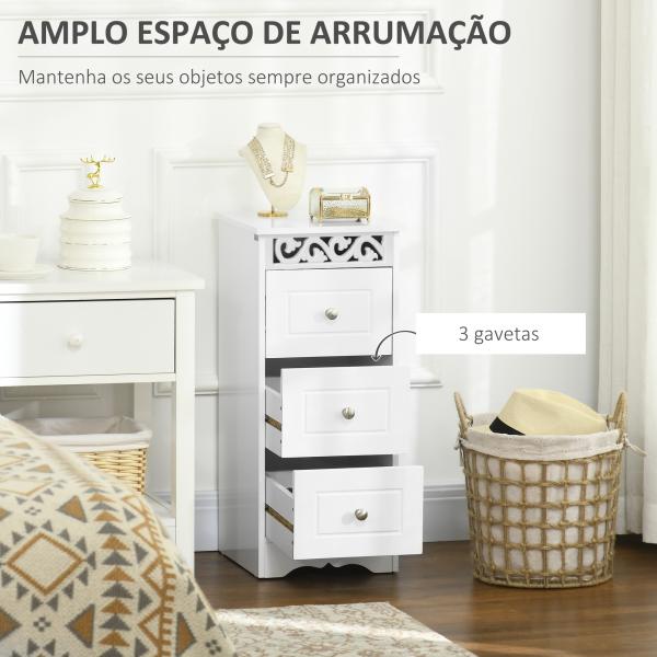 Armário Auxiliar Casa de Banho com 3 Gavetas Móvel de Armazenamento para Casa de Banho Dormitório 29,8x29,8x68,5 cm Branco