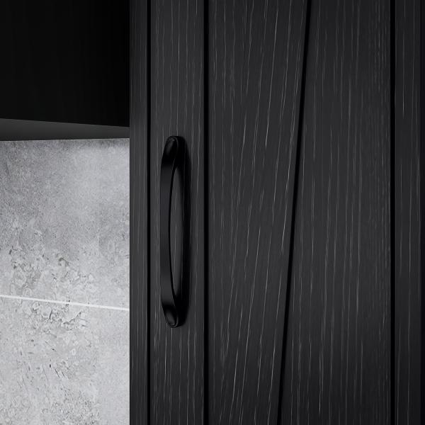 Coluna Casa de Banho com Compartimento Aberto Prateleiras Ajustáveis e Suporte para Papel Higiênico 20x20x185 cm Preto