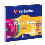 Pack 5 DVD+RW 4.7GB 4x Colours - VERBATIM