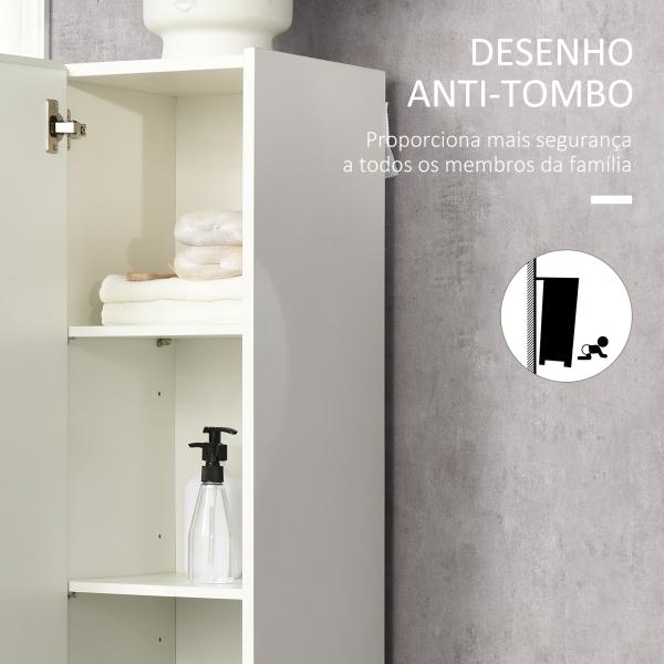 Coluna Casa de Banho Armário Auxiliar Casa de Banho de 5 Níveis com Prateleiras Ajustáveis 30x33x165cm Branco
