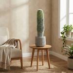 Cacto Artificial 66 cm, Planta Artificial Decorativa com Vaso para Decoração de Interiores Verde