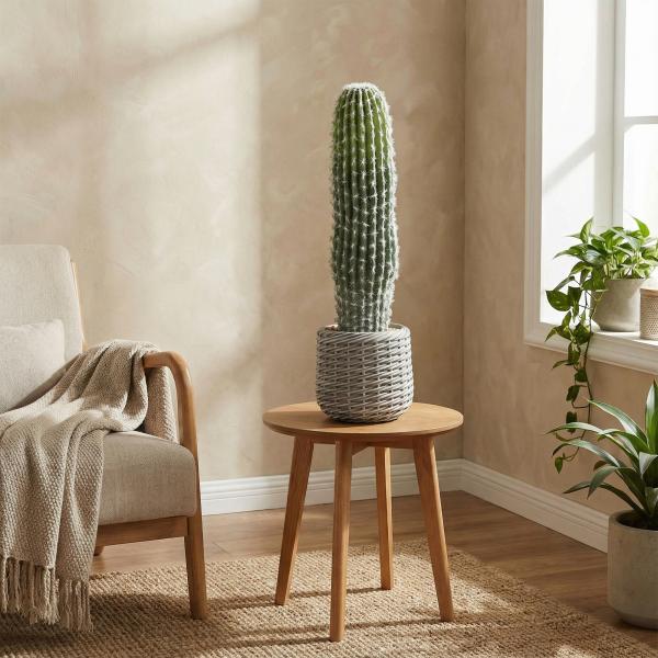 Cacto Artificial 66 cm, Planta Artificial Decorativa com Vaso para Decoração de Interiores Verde