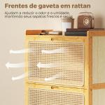 Sapateira com 2 Compartimentos Basculantes Sapateira Estilo Bohemio Estreita com Prateleiras Ajustáveis para 12 - 14 Pares de Sapatos 69x29x83 cm Madeira