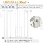 Barreira de Segurança para Cães Animais de Estimação 74 - 80cm para Escadas Portas e Corredor com Porta com Fechamento Automático e Sistema de Duplo Bloqueio Altura 76,2cm Branco