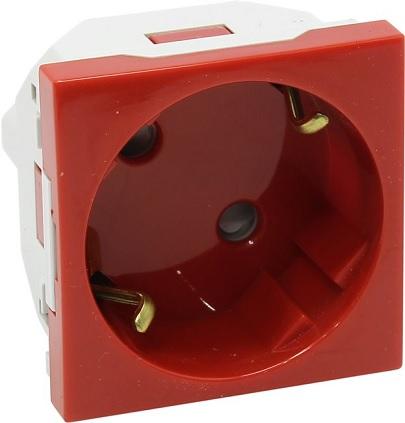 Tomada 2P+T SCHUKO c/ Obturador 16A 250V (Vermelho) Série Quadro 45 - EFAPEL