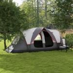 Tenda de Campismo Familiar para 5 - 6 Pessoas Dobrável com 2 Quartos e Bolsa de Transporte Impermeável 450x215x180 cm Cinza