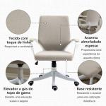Cadeira de Escritório Ergonómica Giratória e com Altura Ajustável e Suporte Lombar 62x69x92 - 100 cm Bege