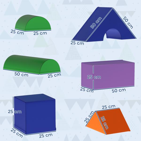 Conjunto de 11 Blocos de Espuma para Crianças Brinquedo de Aprendizagem para Crianças 1 - 3 Anos 50x50x25 cm Multicor