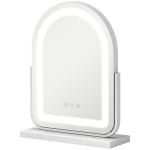 Espelho de Maquilhagem com Luz LED Giratório com 3 Modos de Iluminação Rotação Regulável de 360° e Função de Memória Branco