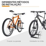 Estacionamento para 3 Bicicletas Suporte de Aço para Estacionar Bicicletas no Chão para Interior e Exterior 76x33x27 cm Preto