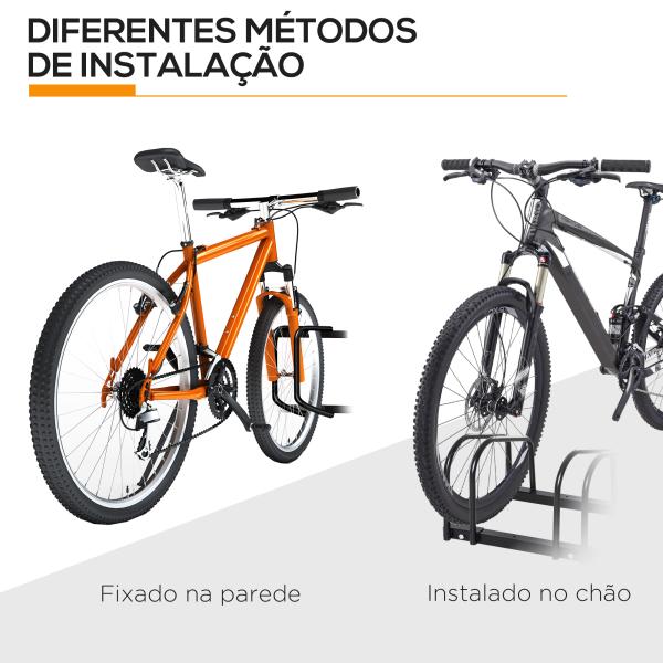 Estacionamento para 3 Bicicletas Suporte de Aço para Estacionar Bicicletas no Chão para Interior e Exterior 76x33x27 cm Preto