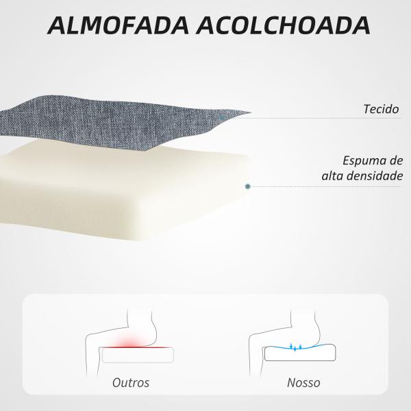 Cadeira de Escritório sem Apoio para os Braços Estofada em Linho Sintético com Altura Ajustável 53x43x85 - 93 cm Cinza