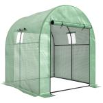 Estufa de Exterior com 2 Portas Enroláveis 2 Janelas em Rede Cobertura PE 135g/m² Anti - UV Cultivo e Plantas 180x180x200 cm Verde