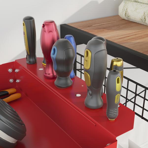 Carrinho de Ferramentas com Rodas 3 Prateleiras de Armazenamento e Alça Lateral 83x35,3x76 cm Vermelho
