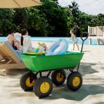 Carrinho de Jardim com Caçamba Inclinável até 75° Carrinho de Mão com Guiador Ajustável 109x52x94 cm Verde Escuro
