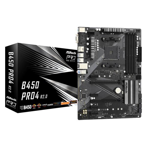 Placa Mãe ASRock B450 Pro4 R2.0 AMD B450 AMD AM4