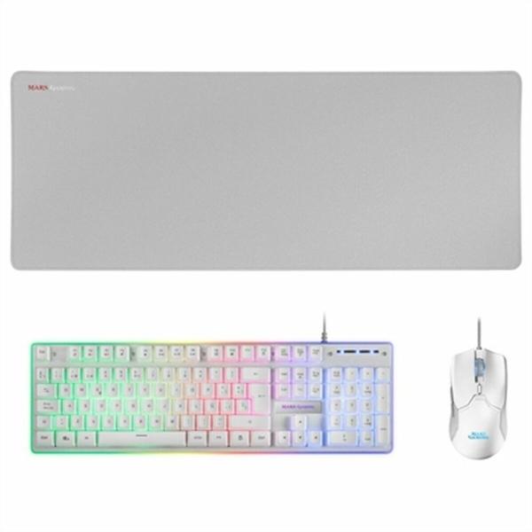 Teclado e Rato para Vídeojogos Mars Gaming MCPXWES Branco Qwerty espanhol QWERTY LED RGB