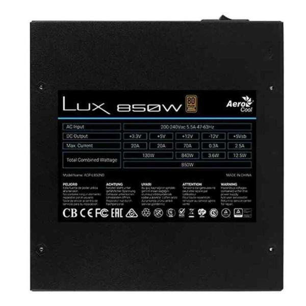 Fonte de Alimentação Aerocool LUX850 850 W 80 Plus Bronze ATX Preto