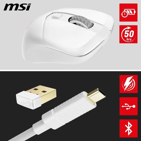 Rato MSI S12-4301440-CLA Branco 8000 dpi