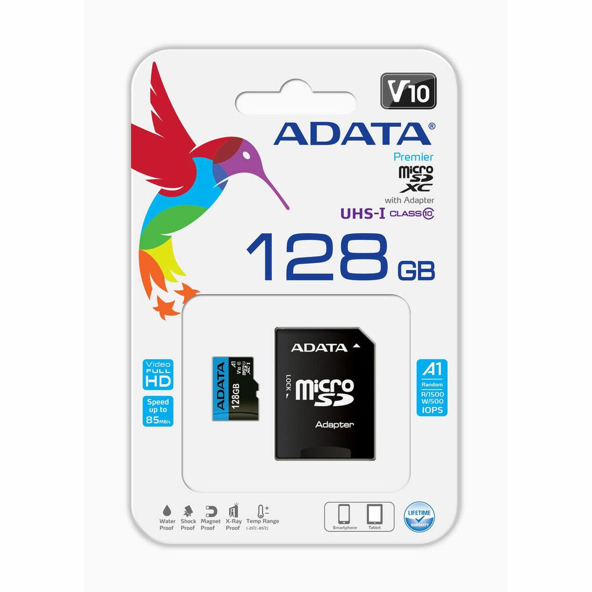 Cartão de Memória Micro SD com Adaptador Adata AUSDX128GUICL10A1-RA1 128 GB