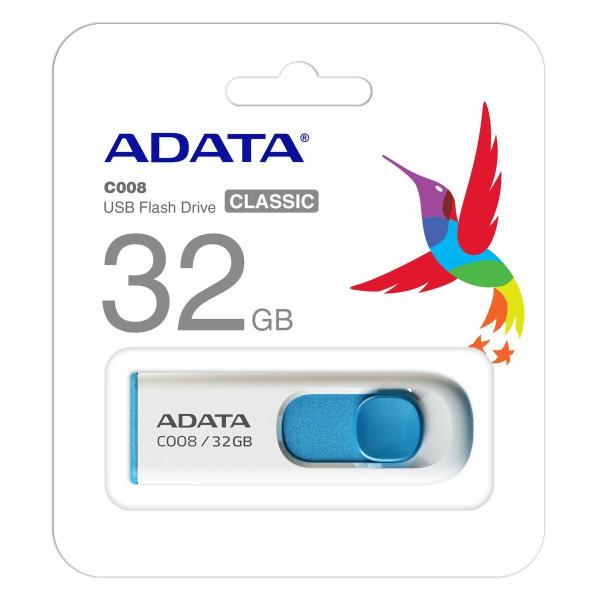 Memória USB Adata AC008-32G-RWE 32 GB Branco Azul/Branco