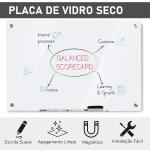 Placa de vidro com bandeja Inclui 4 marcadores e borracha 90x60x0,45 cm Branco