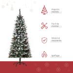 Árvore de Natal Artificial 150cm com 408 Ramos 28 Bagas 24 Pinhas Folhas de PVC e Suporte Metálico para Interiores Verde