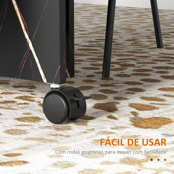 Mesa de Sala de Jantar Dobrável com Rodas Mesa Multifuncional para Sala de Jantar 120x80x73 cm Preto