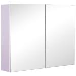 Armário Casa de Banho com Espelho com 2 Portas 3 Prateleiras Internas Estilo Moderno 80x15x60 cm Roxo Claro