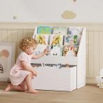 Estante de Brinquedos com 3 Compartimentos Gaveta com Rodas para Quarto Sala de Jogos 62,5x30x70 cm Branco