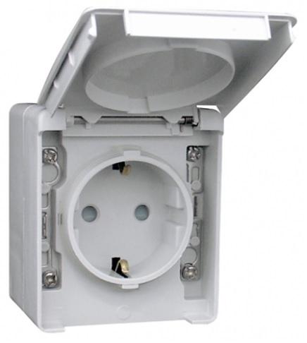Tomada 2P+T SCHUKO 16A 250V c/ Alvéolos Protegidos Série Estanque48 - EFAPEL