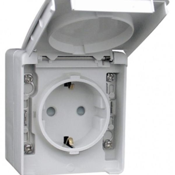 Tomada 2P+T SCHUKO 16A 250V c/ Alvéolos Protegidos Série Estanque48 - EFAPEL