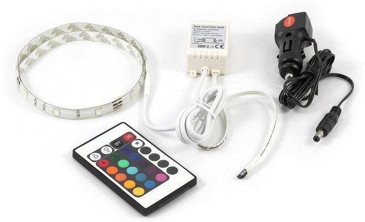 Pack Fita 30 LEDs IP65 RGB (1 metro) 12/24V + Controlador + Cabo Alimentação Isqueiro - ALL Ride