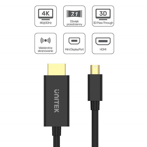 Adaptador Mini Display Port para HDMI Unitek V1152A Preto 2 m