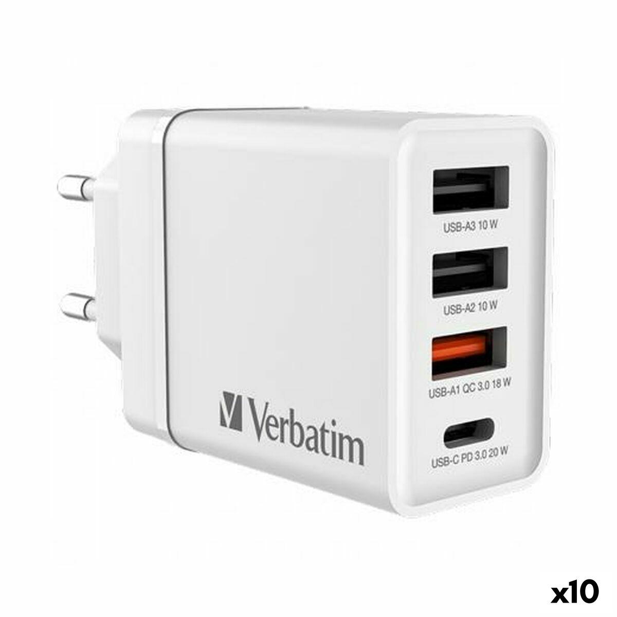 Carregador de Parede Verbatim Branco 30 W (10 Unidades)